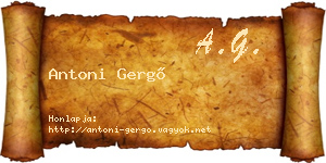 Antoni Gergő névjegykártya